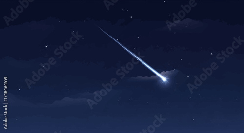 Shooting star in the night sky
