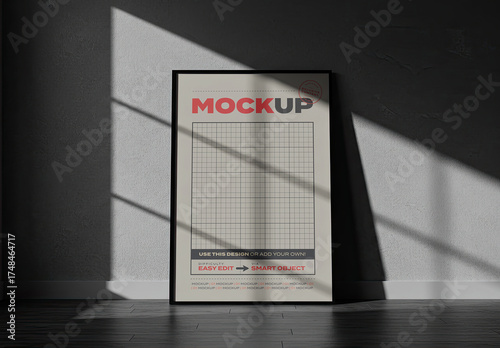 Vertical Stand Frame Poster Mockup Simple with Shadow