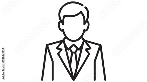 Professional man in suit, simple outline illustration, representing business and career