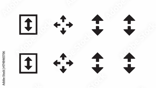 Various arrow icons pointing in different directions arranged in a symmetrical grid pattern design | editable eps vectors silhouette