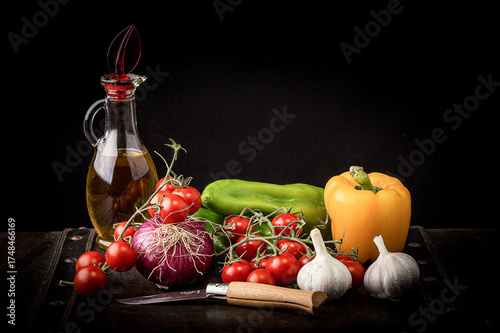 still life with fresh vegetables