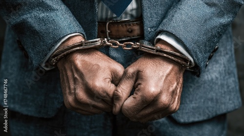 Handcuffed man in suit