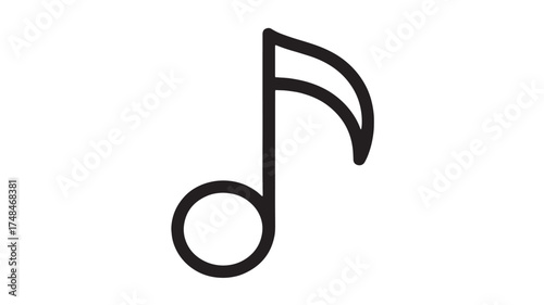Simple black music note icon on a white background, representing melody and sound.