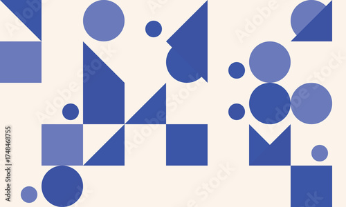 Abstract Geometric Composition with Circles and Rectangles on a Cream Background Modern Art Style
