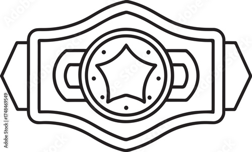 championship belt outline vector illustration line art