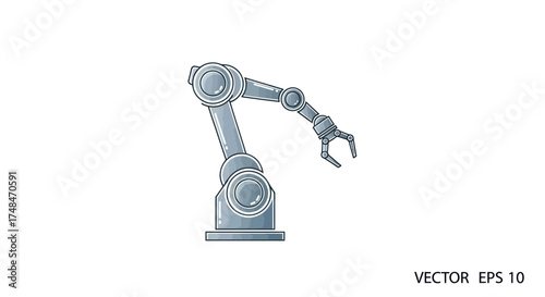 Industrial Robotic Arm with Gripper for Manufacturing Automation.