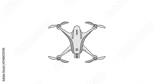 Stylized Drone Illustration with Four Propellers and Sleek Design.