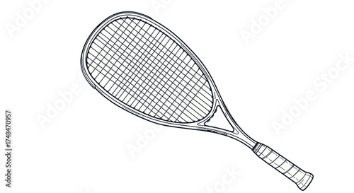 Hand-drawn Squash Racket Illustration for Sports and Game Design.