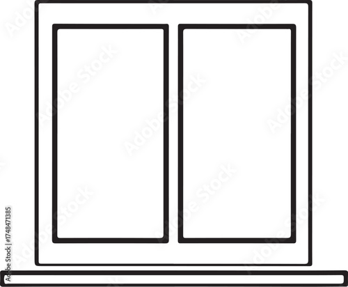 Simple line art icon of a two-pane window with sill and frame vector Icon