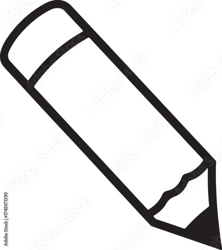 Simple hand drawn outline of a sharpened pencil ready for writing and drawing vector Icon