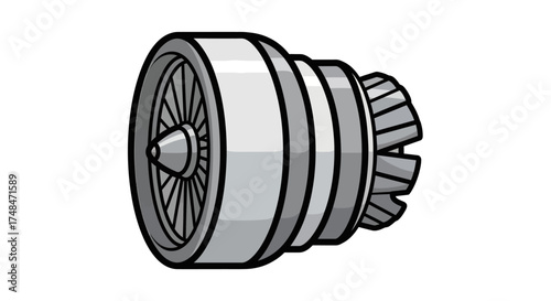 Detailed Illustration of a Jet Engine Component Isolated.