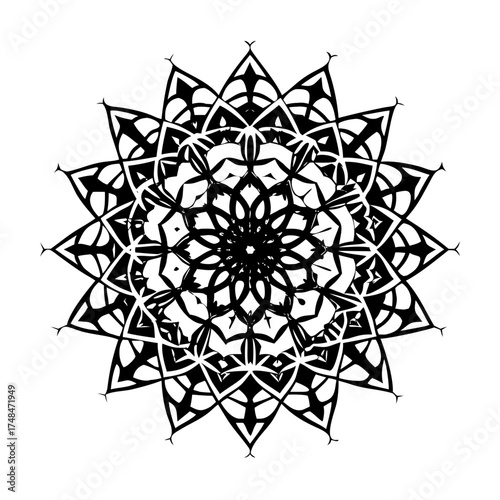 Geometric black and white mandala pattern