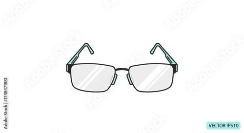 Rectangular Eyeglasses with Clear Lenses and Black Frames.