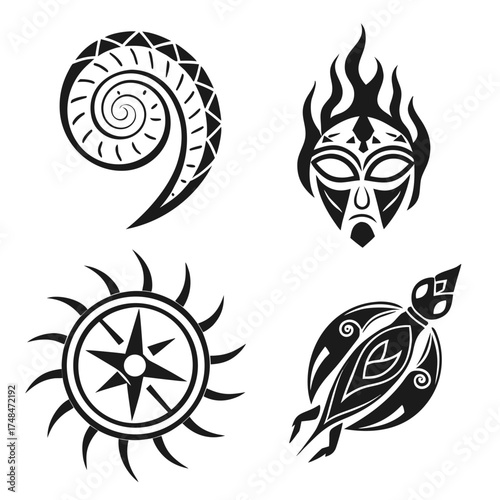 Four black tribal tattoo designs on white background 1