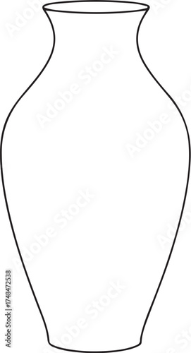 Outline of a classic ceramic vase for flowers and decoration vector Icon