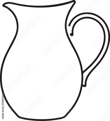 Simple outline drawing of a ceramic pitcher for liquids and beverages vector Icon