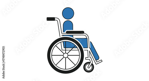 Blue Silhouette of a Person in a Wheelchair.