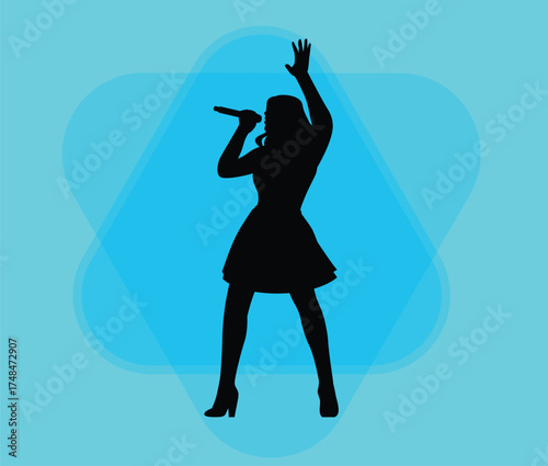silhouette of a girl singer