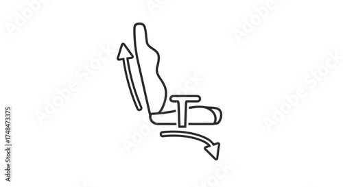 Simple Line Drawing of Adjustable Office Chair.