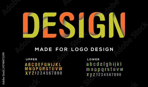 Creative Design vector Font of twisted Ribbon for Title, Header, Lettering, Logo. Funny Entertainment Active Sport Technology areas Typeface. Colorful rounded Letters and Numbers.

