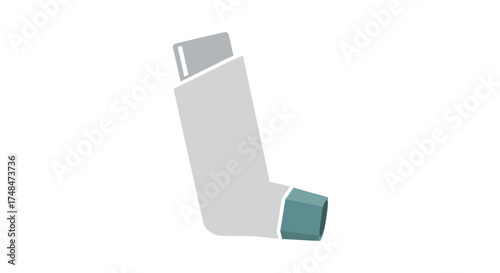 Illustration of a White and Teal Asthma Inhaler.