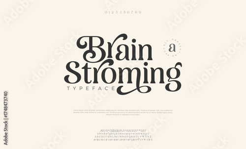 Elegant Font Uppercase Lowercase Number And Ampersand. Classic Lettering Minimal Fashion Designs. Typography modern serif fonts regular decorative vintage concept. vector illustration


