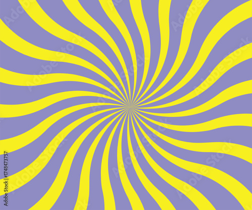 Psychedelic Yellow and Lavender Sunburst Swirl Background | Groovy Retro Pop Art Radial Pattern