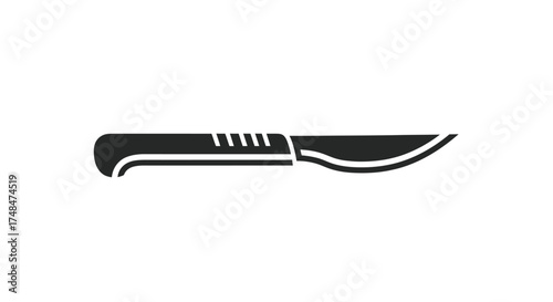 A sleek modern utility knife with a curved blade and textured handle.