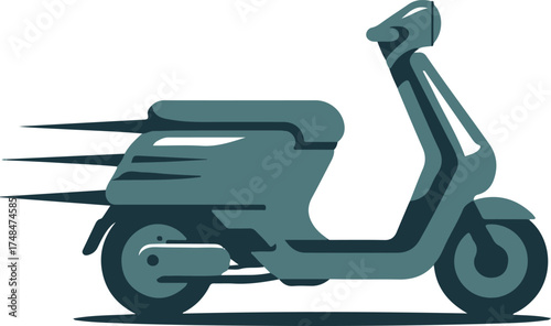 Dynamic teal scooter in motion with speed lines