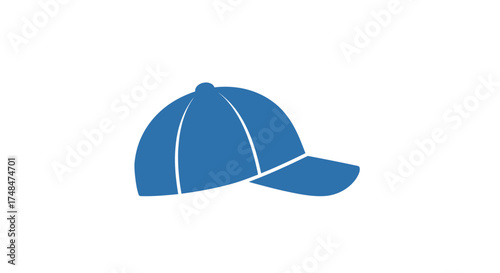Blue baseball cap icon with white stitching detail.