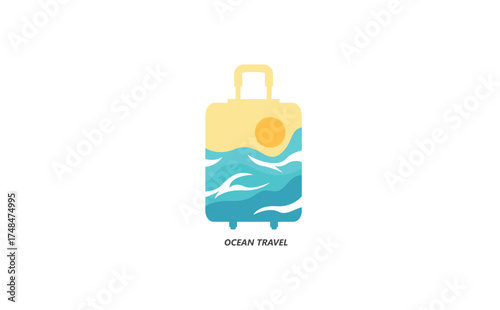 Ocean suitcase travel logo template