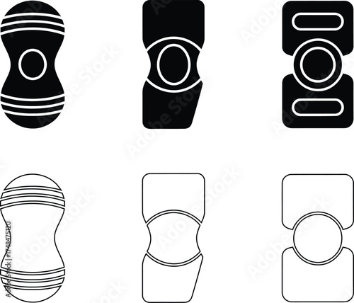 Collection of diverse hand spinners in black and white illustration