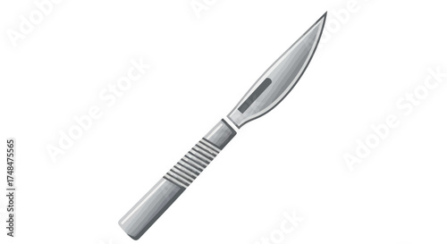 A Sharp Surgical Scalpel with a Metal Handle and Blade.