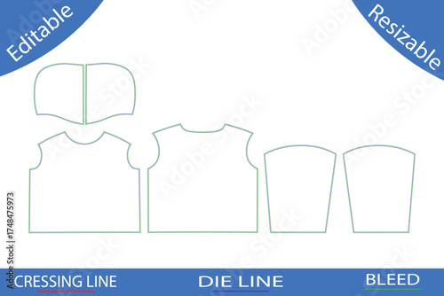 Garment Pattern Pieces for aT- Shirt and Sleeves sewing