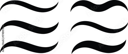 Wavy lines graphic elements black vector tilde design set collection