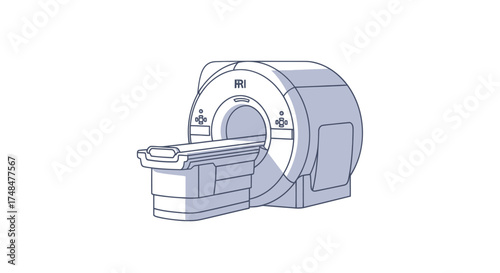 Detailed Illustration of a Modern Magnetic Resonance Imaging MRI Scanner.