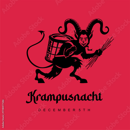 vector merry krampus poster template