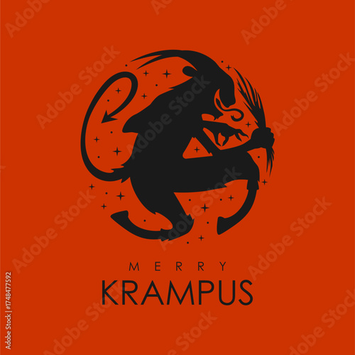 vector merry krampus poster template