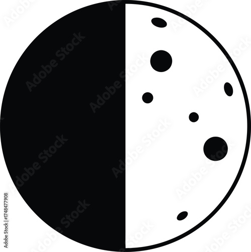 Vector illustration of moon phases and celestial body with craters scalable eps format