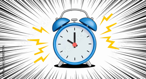 Ringing alarm clock vector illustration in pop art comic style, a wake up concept with retro design, morning energy