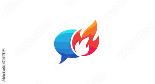 An icon representing a speech bubble with a flame symbol indicating a heated conversation or trending topic.