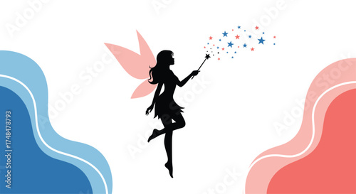 A magical fairy sprinkling stars with her wand.