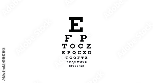 Eye Chart with Letters for Vision Testing and Eye Examination.