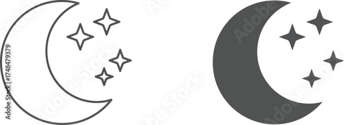 Crescent moon and stars vector illustration scalable icon for night sky and celestial themes