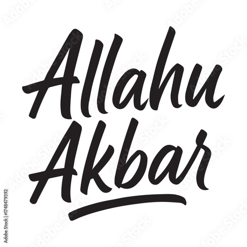 Vector art of elegant allah akbar calligraphy isolated on white background, a captivating vector art and design