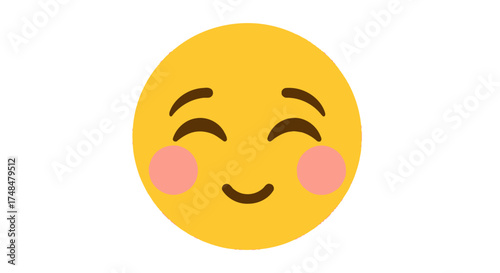 A cheerful yellow emoji face with closed eyes and rosy cheeks.