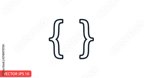 Black Outline Curly Braces Symbol Icon.