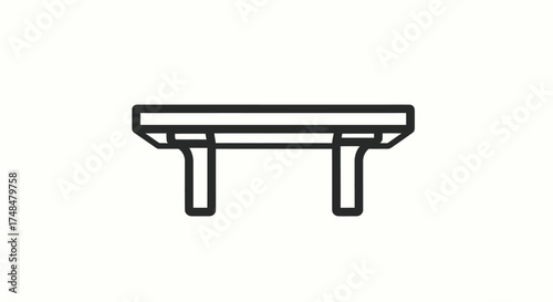 Simple Black and White Table Icon with Two Legs.