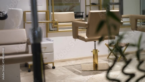 Barber chairs in a modern beauty salon