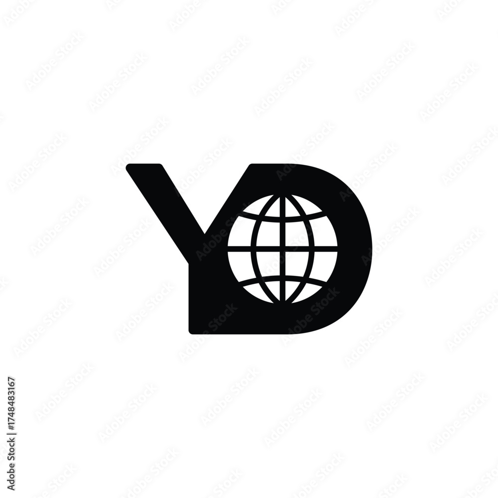 Fotografie Stylish YD or DY Earth Monogram Logo Design